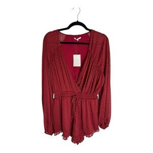 Revolve Tularosa Claudia Romper in Deep Red Size Large NWT
